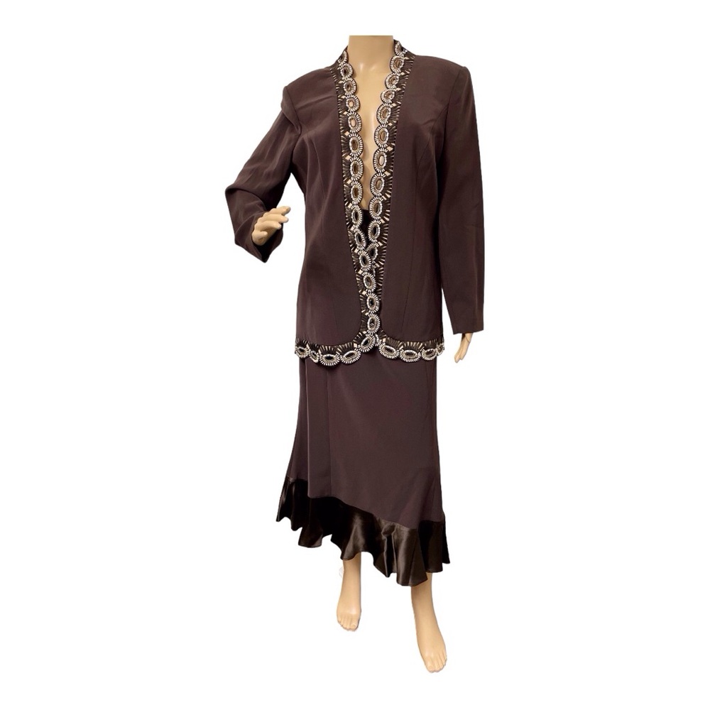 Vintage Mariella Ferreti Women's Brown Skirt Suit, 12